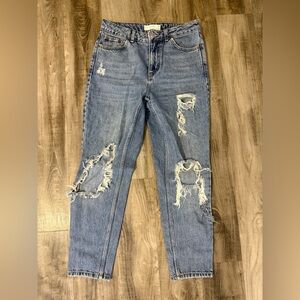Topshop Light Blue Distressed Boyfriend Jeans